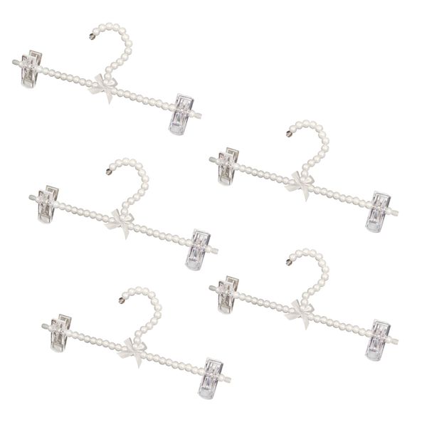 5pcs pearl white beaded clip hanger clothes trouser 30cm household organization
5pcs pearl white beaded clip hanger clothes trouser 30cm household organization