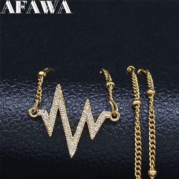 2020 fashion heartbeat zircon copper stainless steel necklace for women gold color pendant necklaces jewelry collier n117s01, Silver 
2020 fashion heartbeat zircon copper stainless steel necklace for women gold color pendant necklaces jewelry collier n117s01, Silver