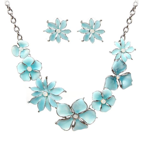 enamel flower necklace earrings jewelry sets for women retro new chain female choker necklace stud earrings set 2020, Silver
enamel flower necklace earrings jewelry sets for women retro new chain female choker necklace stud earrings set 2020, Silver