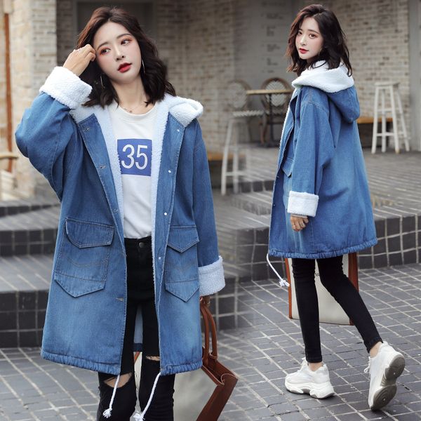 women's down & parkas hodisytian winter fashion women hooded denim coat full sleeve fleece warm trench pocket long outerwear casaso fem, Black
women's down & parkas hodisytian winter fashion women hooded denim coat full sleeve fleece warm trench pocket long outerwear casaso fem, Black