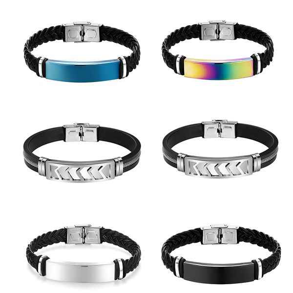 black ep leather bracelets for women men stainless steel rainbow color id charm bracelet outdoor pu leather wristbands
black ep leather bracelets for women men stainless steel rainbow color id charm bracelet outdoor pu leather wristbands