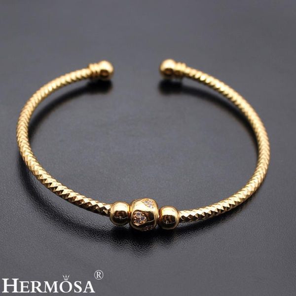 bangle lucky design hermosa yellow gold adjustable open 7.5-9 inches perfect party show jewelry, Black
