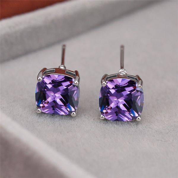 stud 8mm square cut purple crystal zircon earrings silver color engagement for women wedding jewelry rainbow stone, Golden;silver
stud 8mm square cut purple crystal zircon earrings silver color engagement for women wedding jewelry rainbow stone, Golden;silver
