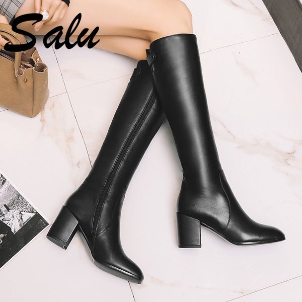 boots salu brand classic design knee high women heels buckles motorcycle genuine leather long shoes woman, Black
boots salu brand classic design knee high women heels buckles motorcycle genuine leather long shoes woman, Black