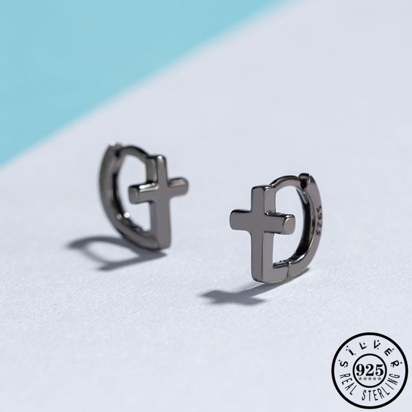 925 sterling silver small cross hoops piercing earrings korean black color crucifix ear rings earings fine jewelry for women, Golden;silver
925 sterling silver small cross hoops piercing earrings korean black color crucifix ear rings earings fine jewelry for women, Golden;silver