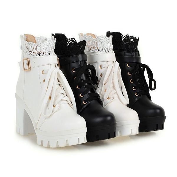 lace up white ankle boots round toe booties ladies brand women's shoes clogs platform winter footwear low high heel fashion, Black
lace up white ankle boots round toe booties ladies brand women's shoes clogs platform winter footwear low high heel fashion, Black