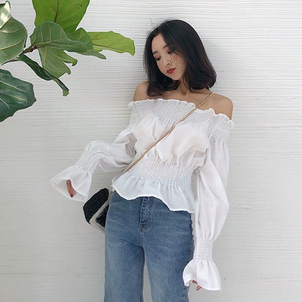 women's blouses & shirts slash neck off shoulder ruffles white crop women clothing spring autumn fashion brand short blous
women's blouses & shirts slash neck off shoulder ruffles white crop women clothing spring autumn fashion brand short blous