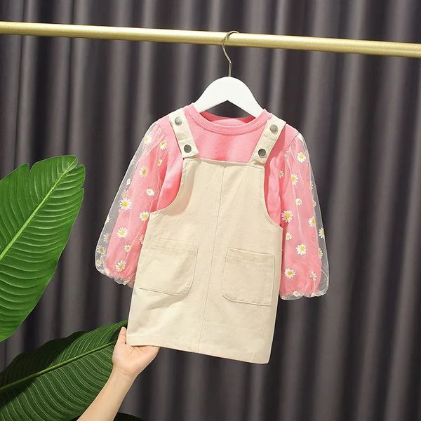 girls dress baby + skirt skirt sets autumn kids long-sleeved clothes children's suspender 1-6 years, Red;yellow 
girls dress baby + skirt skirt sets autumn kids long-sleeved clothes children's suspender 1-6 years, Red;yellow
