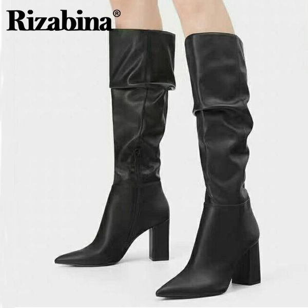 boots rizabina real leather over the knee pointed toe thick high heel zipper solid color winter ladies footwear size 33-43, Black
boots rizabina real leather over the knee pointed toe thick high heel zipper solid color winter ladies footwear size 33-43, Black