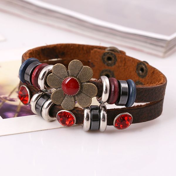 2020 fashion women jewelry vintage brown flower charm bracelet double layer genuine leather wooden bead bracelets bangles, Golden;silver
2020 fashion women jewelry vintage brown flower charm bracelet double layer genuine leather wooden bead bracelets bangles, Golden;silver