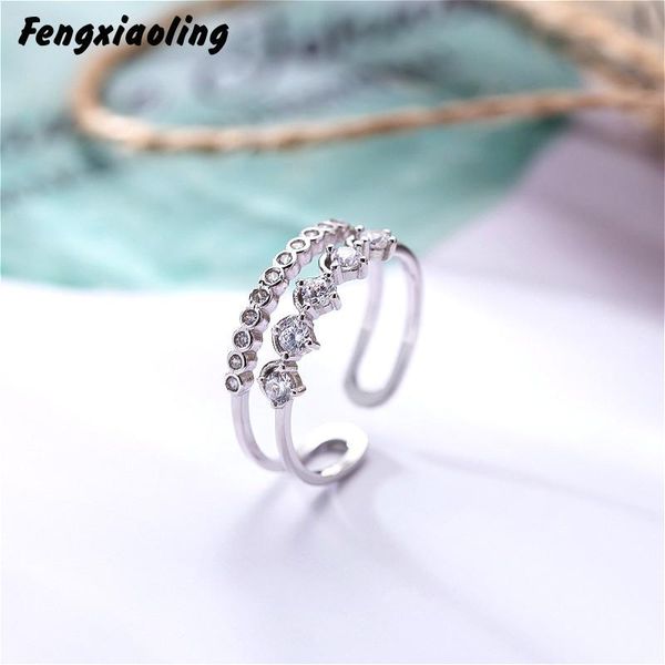 fengxiaoling s925 sterling silver geometric multiple zircons double layer open rings for women elegant jewelry gift, Golden;silver
fengxiaoling s925 sterling silver geometric multiple zircons double layer open rings for women elegant jewelry gift, Golden;silver