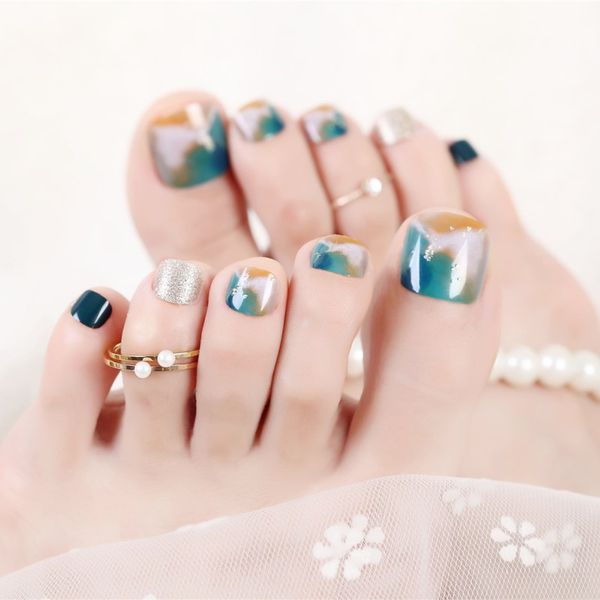 false nails 24pcs luxury full fake toe nail rhinestone finished manicure flash drill wine red foot art for summer barefoot, Red;gold
false nails 24pcs luxury full fake toe nail rhinestone finished manicure flash drill wine red foot art for summer barefoot, Red;gold