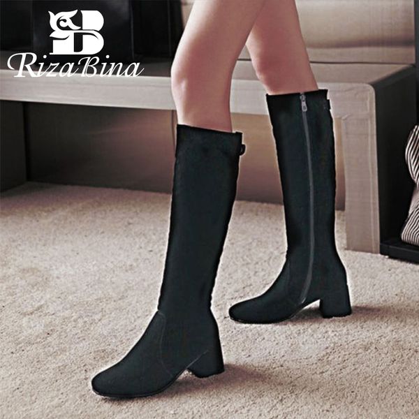 rizabina new women knight boots side zipper thick heels knee high boots winter warm solid color women footwear size 34-43, Black
rizabina new women knight boots side zipper thick heels knee high boots winter warm solid color women footwear size 34-43, Black
