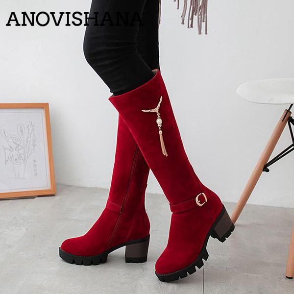 anovishana 2020 women boots faux suede knee high boots women buckle botas mujer autumn winter shoes woman botte a867, Black
anovishana 2020 women boots faux suede knee high boots women buckle botas mujer autumn winter shoes woman botte a867, Black