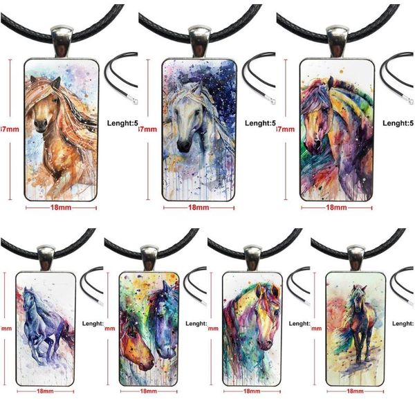 pendant necklaces for artistic watercolor running horse print glass cabochon necklace rectangle fashion, Silver
pendant necklaces for artistic watercolor running horse print glass cabochon necklace rectangle fashion, Silver