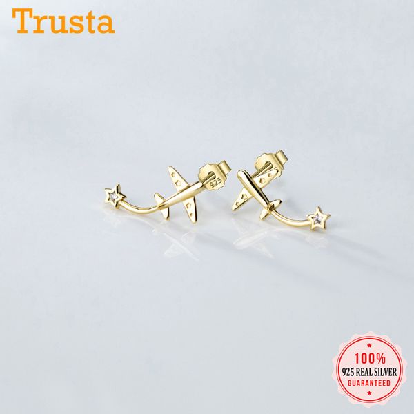 stud trusta minimalist 925 sterling silver gold plane aircraft dazzling blue cz earrings for women wedding jewelry gift ds1908, Golden;silver
stud trusta minimalist 925 sterling silver gold plane aircraft dazzling blue cz earrings for women wedding jewelry gift ds1908, Golden;silver
