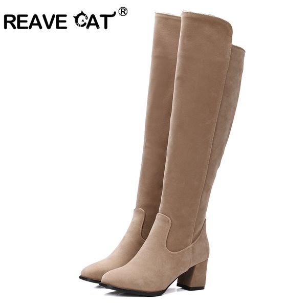 reave cat plus size 34-43 women boots knee-high boots high heel sapatos femininos flock casual zipper pointed toe a877, Black
reave cat plus size 34-43 women boots knee-high boots high heel sapatos femininos flock casual zipper pointed toe a877, Black