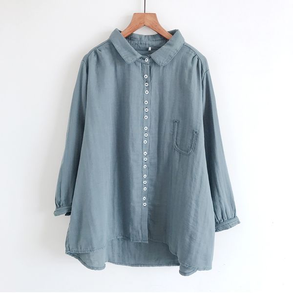 2020 new autumn women cotton yarn mori girl loose big size turndown collar solid color casual shirts women, White
2020 new autumn women cotton yarn mori girl loose big size turndown collar solid color casual shirts women, White