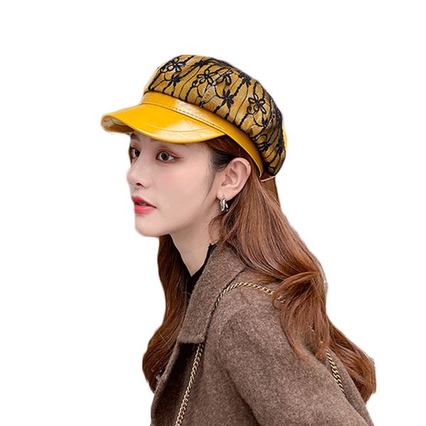 berets sparsil autumn&winter woman lace stitching female faux leather patchwork octagonal cap solid adjustable casual artist hat, Blue;gray
berets sparsil autumn&winter woman lace stitching female faux leather patchwork octagonal cap solid adjustable casual artist hat, Blue;gray
