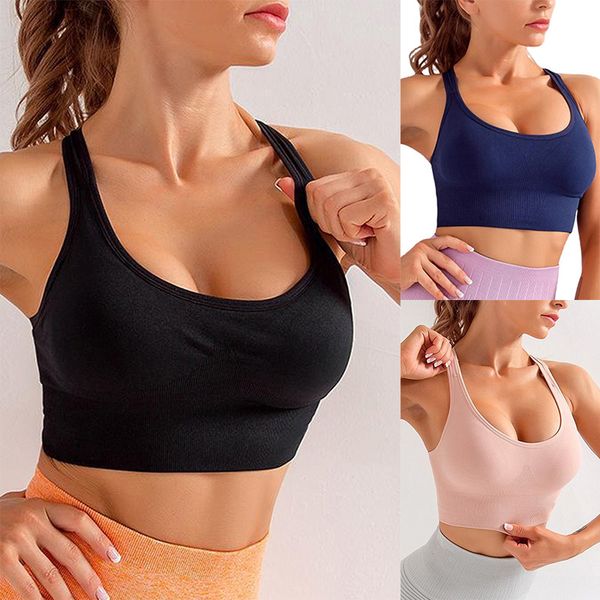 gym clothing style sports bra for women running fitness womens tank padded cross back outdoor vest 2021, White;black
gym clothing style sports bra for women running fitness womens tank padded cross back outdoor vest 2021, White;black
