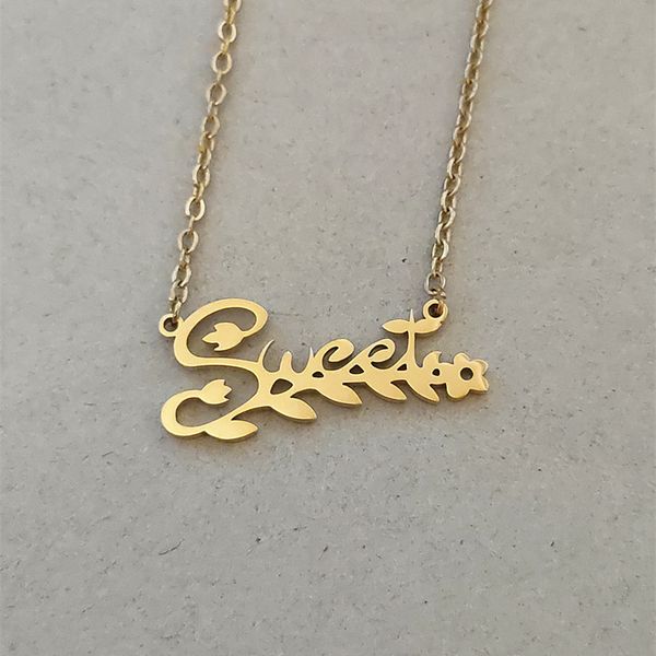 chokers 10pcs sweet letters pendant necklace stainless steel jewelry gold silver color chain leaf charm choker women men bijoux, Golden;silver
chokers 10pcs sweet letters pendant necklace stainless steel jewelry gold silver color chain leaf charm choker women men bijoux, Golden;silver