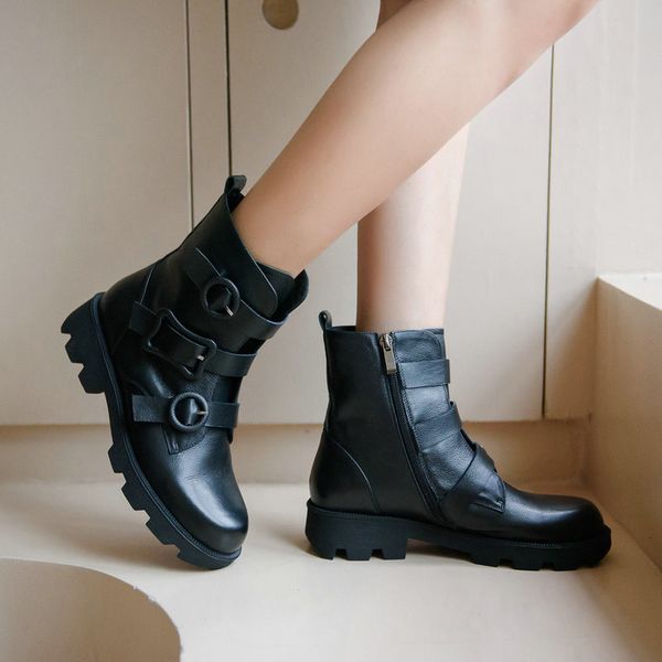 boots winter genuine leather women ankle motorcycle female cowhide warm shoes, Black
boots winter genuine leather women ankle motorcycle female cowhide warm shoes, Black