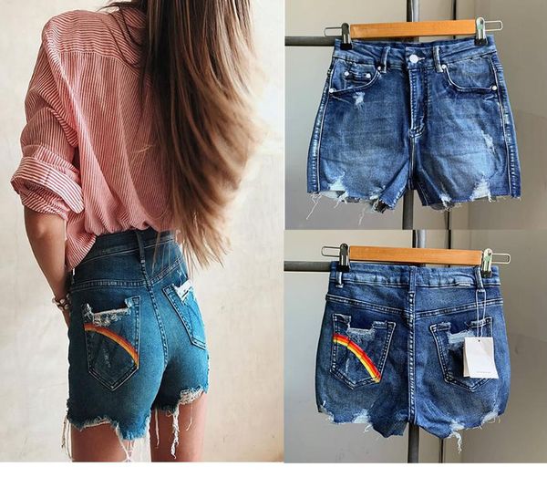 rainbow hole denim shorts high waist slim thin show legs buttock lifting printed short pants for women, Blue
rainbow hole denim shorts high waist slim thin show legs buttock lifting printed short pants for women, Blue