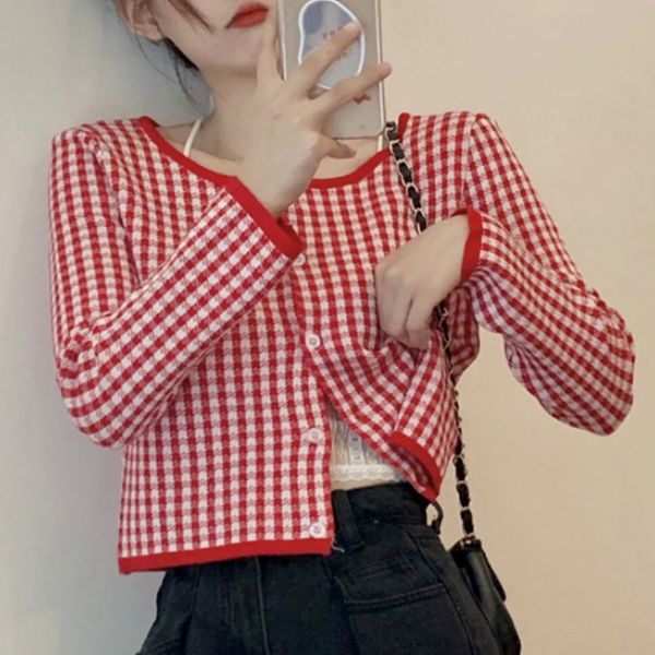 women's early autumn 2020 new korean fashion loose plaid coat short long-sleeved knitted warm soft sweater cardigan, White
women's early autumn 2020 new korean fashion loose plaid coat short long-sleeved knitted warm soft sweater cardigan, White