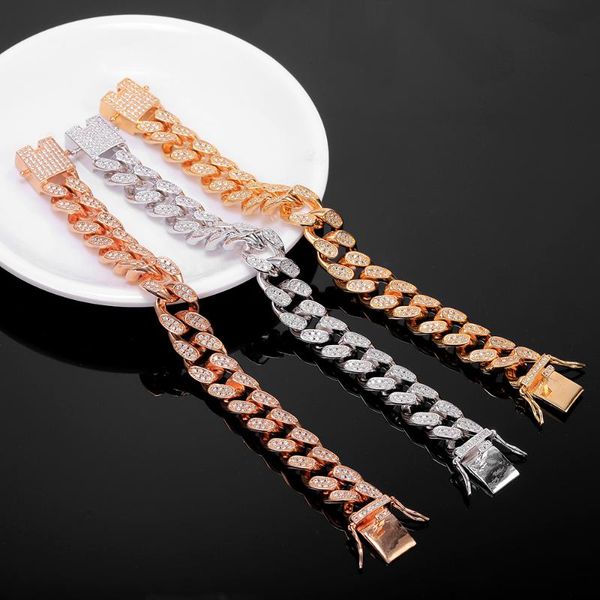 luxury hip hop big link chain bracelet micro paved cubic zircon women men bracelets gold color jewelry party gift with box 14mm, Black
luxury hip hop big link chain bracelet micro paved cubic zircon women men bracelets gold color jewelry party gift with box 14mm, Black