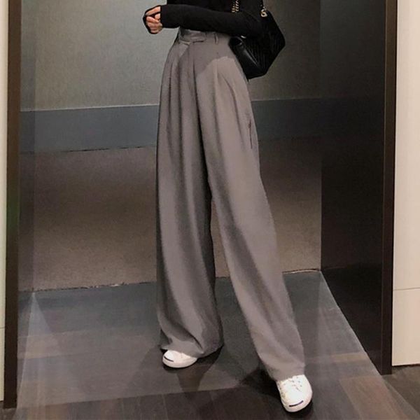 2020 women summer soft silk knit wide leg pants khaki loose long pants casual elastic waist high waist straight trousers #3, Black;white
2020 women summer soft silk knit wide leg pants khaki loose long pants casual elastic waist high waist straight trousers #3, Black;white