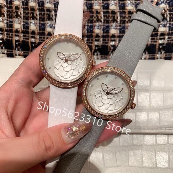 wristwatches elegant women crystal camellia watches quartz clock silver rose gold full diamonds bezel flower wrist watch black grey leather, Slivery;brown
wristwatches elegant women crystal camellia watches quartz clock silver rose gold full diamonds bezel flower wrist watch black grey leather, Slivery;brown