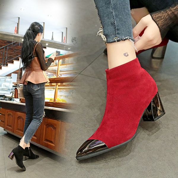 autumn winter new style pointed high-heeled shoes with thick heels fashion side zipper female ankle boots martin boots, Black
autumn winter new style pointed high-heeled shoes with thick heels fashion side zipper female ankle boots martin boots, Black