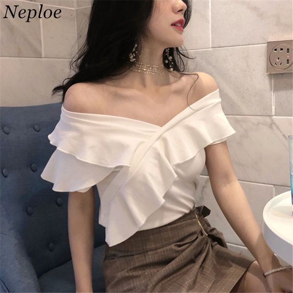 neploe korean fashion solid off shoulder women blouse 2020 newly slash neck elegant shirts ruffles female blusas 67556, White
neploe korean fashion solid off shoulder women blouse 2020 newly slash neck elegant shirts ruffles female blusas 67556, White