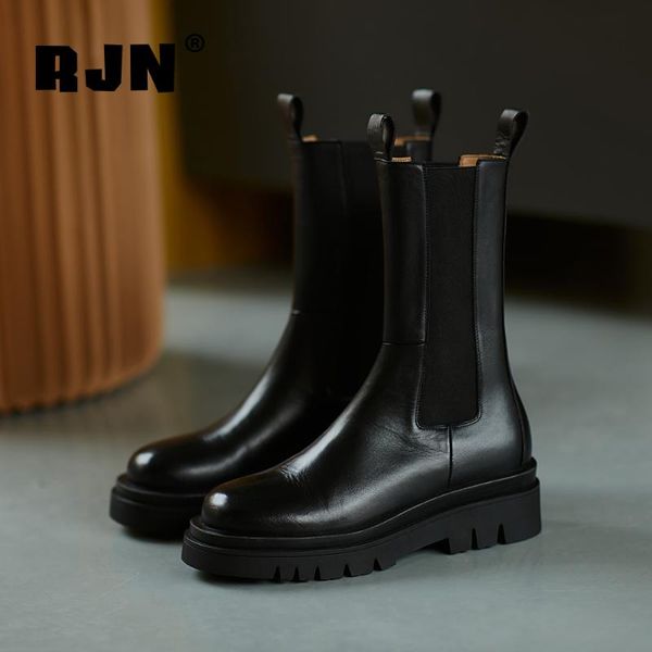 rjn women's medium tube boots classic autumn female leather boots stylish british style round head mid-calf women's ro130, Black
rjn women's medium tube boots classic autumn female leather boots stylish british style round head mid-calf women's ro130, Black