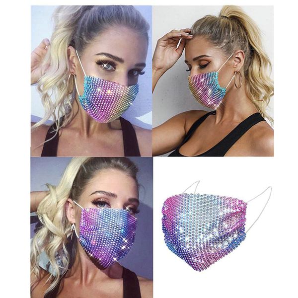 2020 new designer masks chic bling rhinestone face masks for women female mesh shining diamond rainbow color earloop jewelry mask
2020 new designer masks chic bling rhinestone face masks for women female mesh shining diamond rainbow color earloop jewelry mask