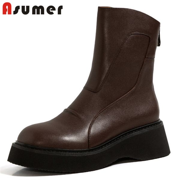 asumer 2020 new arrive genuine leather thick bottom women's boots round toe zip autumn winter casual shoes ladies ankle boots, Black
asumer 2020 new arrive genuine leather thick bottom women's boots round toe zip autumn winter casual shoes ladies ankle boots, Black