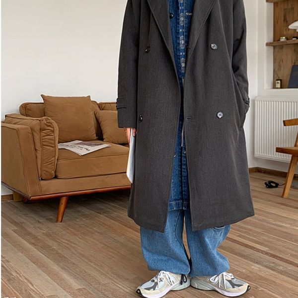 men's trench coats coat 2021 autumn and winter college style long loose young people personality fashion trend clothing, Tan;black
men's trench coats coat 2021 autumn and winter college style long loose young people personality fashion trend clothing, Tan;black