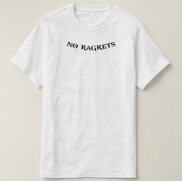 2019 printed men t shirt cotton short sleeve no ragrets funny tattoo lettering t-shirt women tshirt
