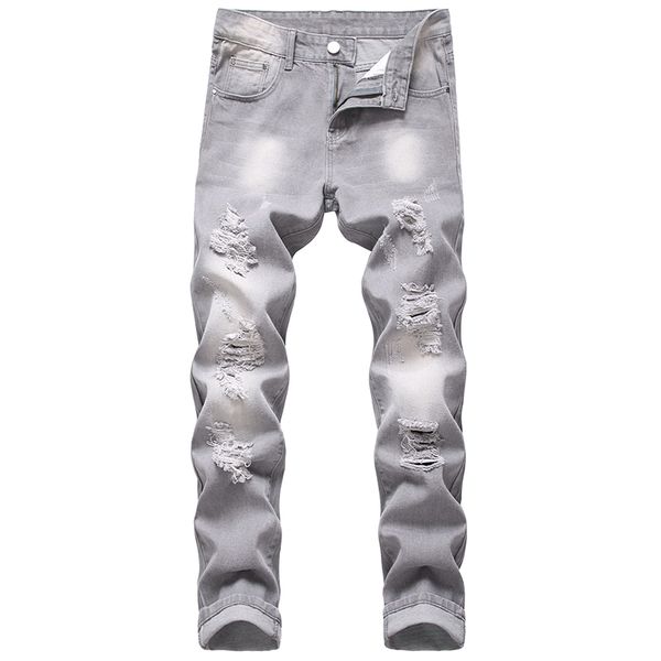 men non-stretch trousers brand high-quality ripped gray jeans men gray slim straight long casual jeans male, Blue
men non-stretch trousers brand high-quality ripped gray jeans men gray slim straight long casual jeans male, Blue