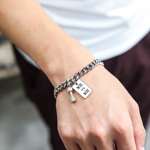 link, chain student fashion fitness series dumbbell you square bracelet for men women hip hop rock sports jewelry, Black
link, chain student fashion fitness series dumbbell you square bracelet for men women hip hop rock sports jewelry, Black