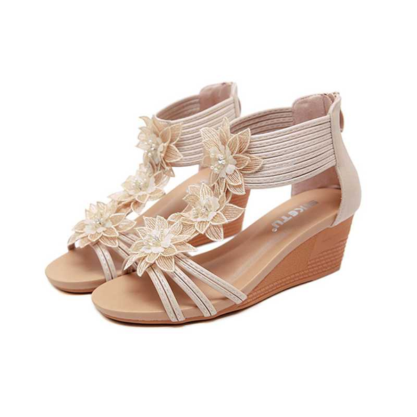 2020 new woman summer shoes sandals med wedges open-toed sweet flower after the zipper diamond decoration the roman sandals, Black
2020 new woman summer shoes sandals med wedges open-toed sweet flower after the zipper diamond decoration the roman sandals, Black