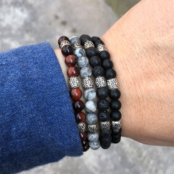 natural stone bead men jewelry vintage tibetan silver beads macrame bracelet men, Black
natural stone bead men jewelry vintage tibetan silver beads macrame bracelet men, Black