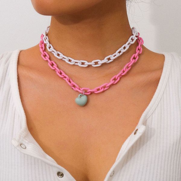 creative punk acrylic thick chain necklace double layer geometric heart pendant necklace women vintage fashion jewelry xr3190, Silver
creative punk acrylic thick chain necklace double layer geometric heart pendant necklace women vintage fashion jewelry xr3190, Silver