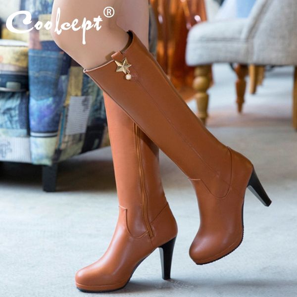 coolcept size 32-45 women high heels boots beads platform women knee boots fashion warm long office lady winter, Black
coolcept size 32-45 women high heels boots beads platform women knee boots fashion warm long office lady winter, Black