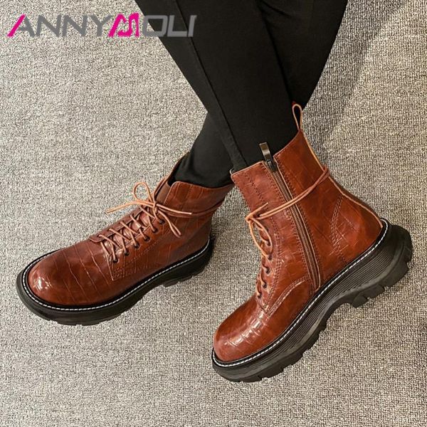 annymoli women ankle boots shoes real leather flats platform motorcycle boots lace up zipper short ladies autumn winter 40, Black
annymoli women ankle boots shoes real leather flats platform motorcycle boots lace up zipper short ladies autumn winter 40, Black