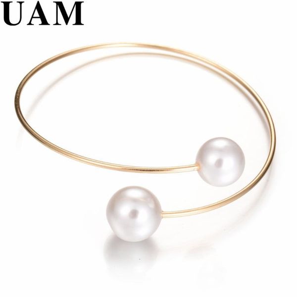 new wedding jewelry gold/silver plated open cuff bracelets simple double simulated pearl ball beads adjustable bangles women, Black
new wedding jewelry gold/silver plated open cuff bracelets simple double simulated pearl ball beads adjustable bangles women, Black