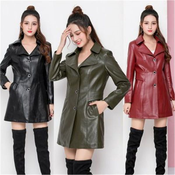 women's leather & faux 2021 spring autumn fashion pu jacket mid-length casual single-breasted plus size tide 050, Black
women's leather & faux 2021 spring autumn fashion pu jacket mid-length casual single-breasted plus size tide 050, Black