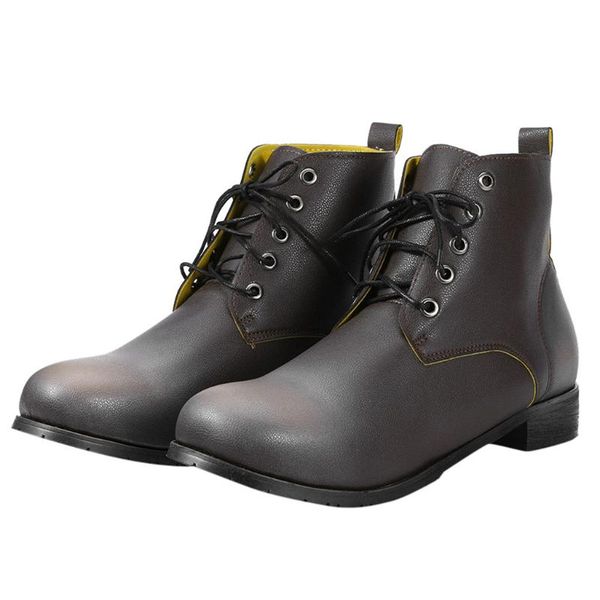 lace-up couple large size british style men's casual pu leather short boots low heel short ankle boots sapato masculino, Black
lace-up couple large size british style men's casual pu leather short boots low heel short ankle boots sapato masculino, Black
