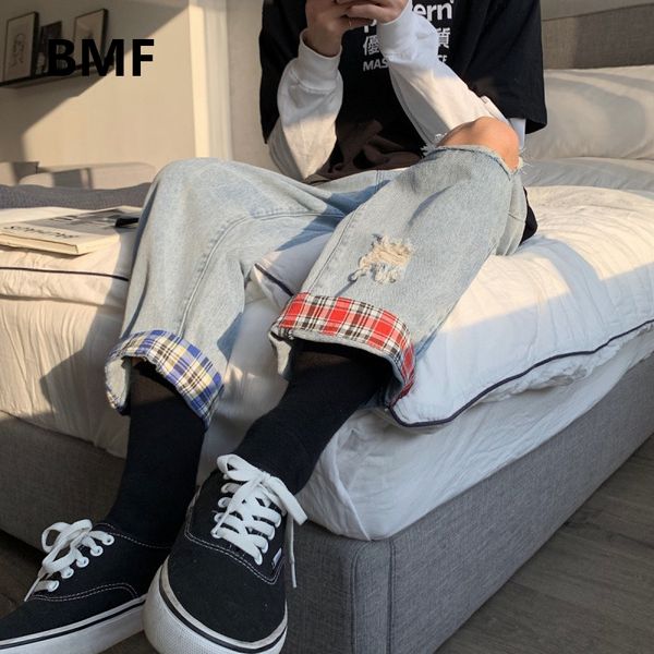 fashion hole jeans for men korean style ripped jeans kpop clothes hip hop cargo pants 2020 straight denim pants male streetwear, Blue
fashion hole jeans for men korean style ripped jeans kpop clothes hip hop cargo pants 2020 straight denim pants male streetwear, Blue