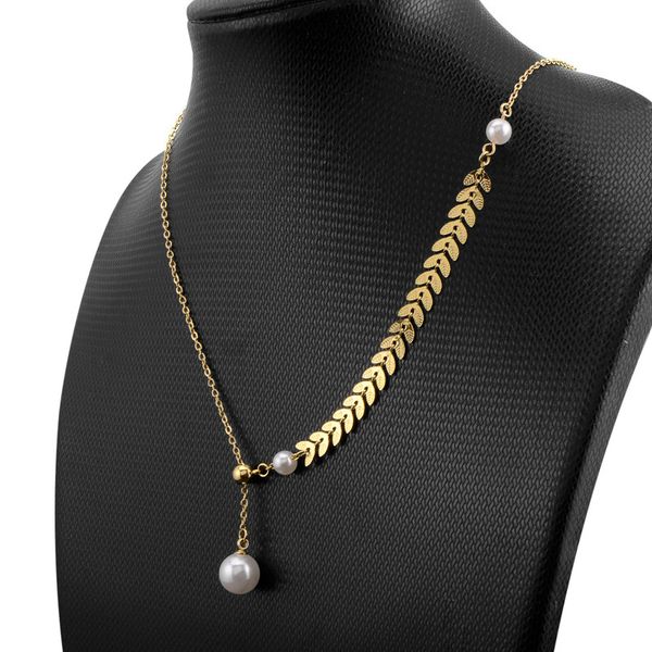 pearl leaf charm necklace women necklaces kc gold titanium steel chain necklace fashion jewelry holiday gifts, Silver
pearl leaf charm necklace women necklaces kc gold titanium steel chain necklace fashion jewelry holiday gifts, Silver